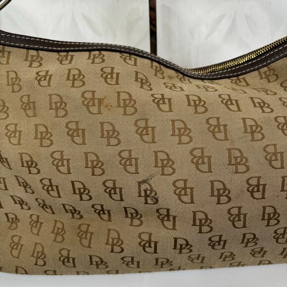 Dooney & Bourke Monogram Logo Double Pockets Canvas Leather Satchel Bag - Picture 4 of 16